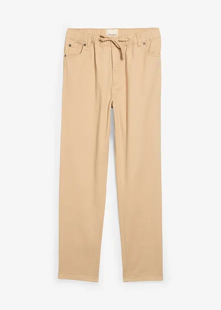 Pantalon droit taille élastiquée, 100% coton