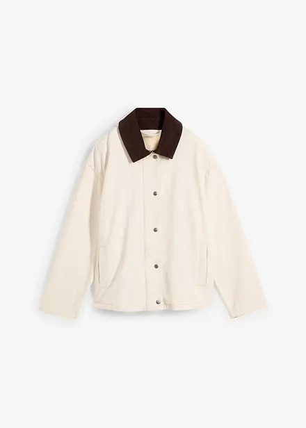 Veste en twill avec col en velours côtelé
