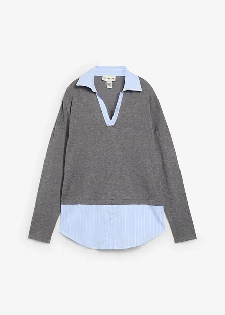 Feinstrickpullover mit Bluseneinsatz