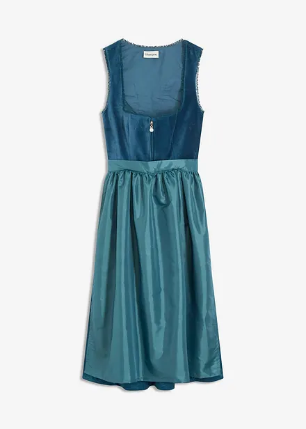Dirndl mit Samt in Midilänge (2-tlg.Set)