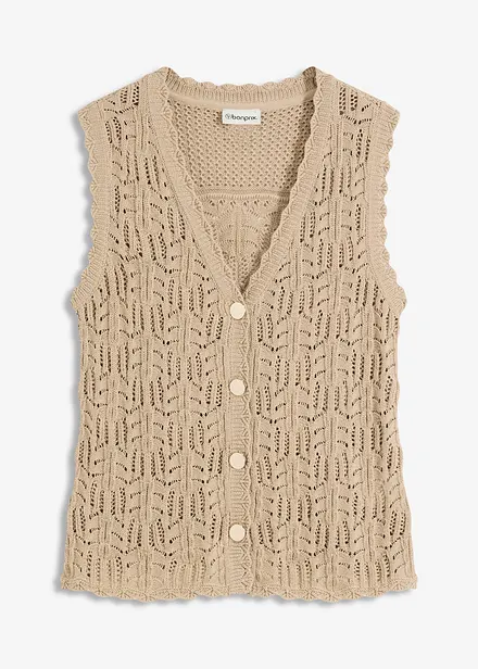 Gilet sans manches en maille ajourée