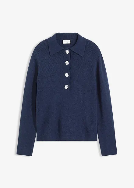 Polo-Pullover mit Wollanteil