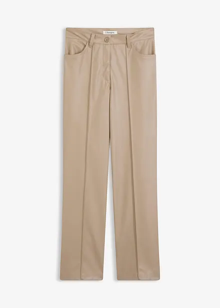 Lederimitat-Wide Leg Hose mit Biese