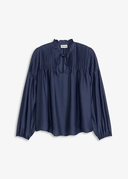 Tunique en satin brillant avec passepoils