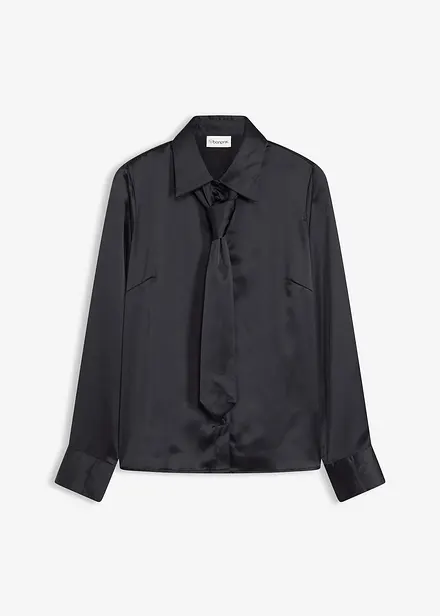 Satinbluse mit abnehmbarer Krawatte (2-tlg.)