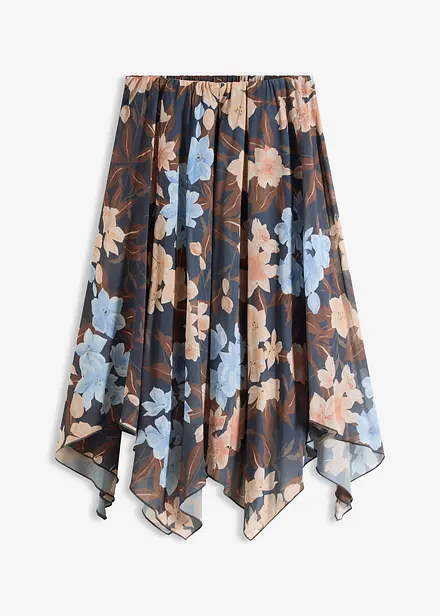 Chiffon-Midirock mit asymmetrischem Saum