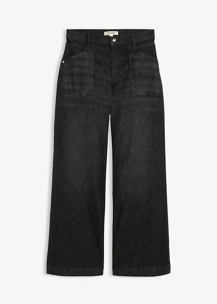 Wide-Leg-Jeans Mid Waist mit aufgesetzten Taschen