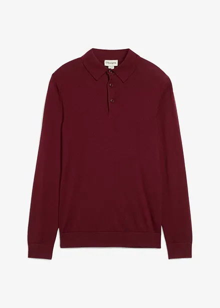 Pull polo en fine maille avec laine mérinos, slim