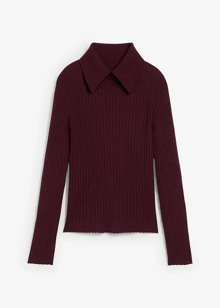 Pull côtelé en laine mérinos