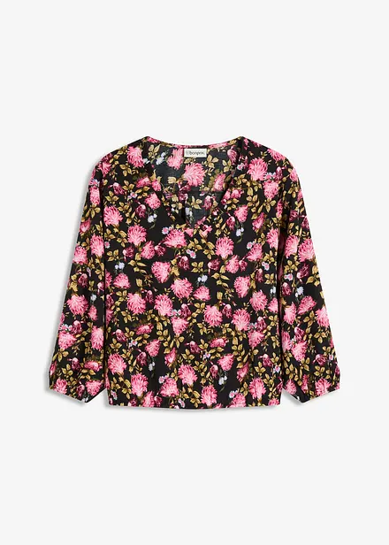 Chiffon-Bluse mit Raffung am Saum
