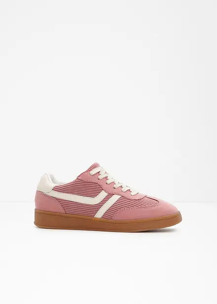 Sneakers &agrave; d&eacute;tails en velours c&ocirc;tel&eacute;