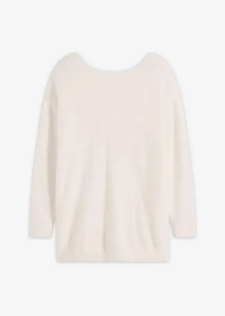 Longpullover aus weichem Federgarn