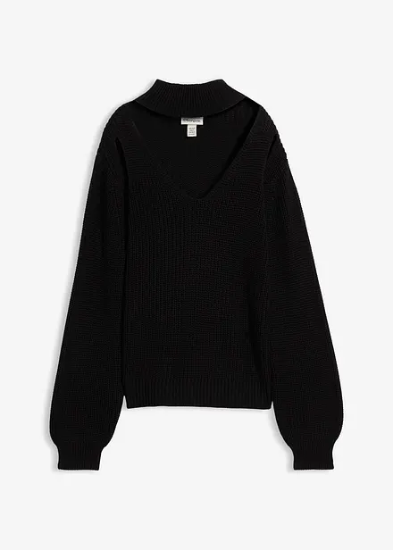 Grobstrick-Pullover mit Cut-Outs
