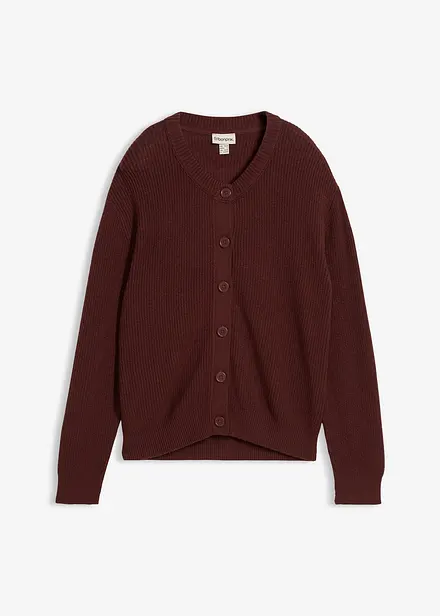 Rippstrickjacke, Rundhals