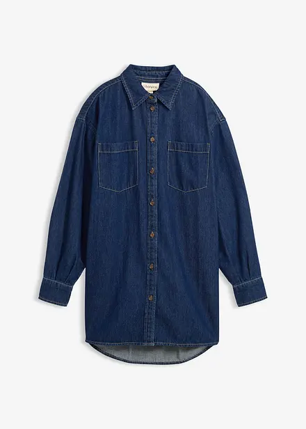 Jeansbluse aus schwerem Denim, reine Baumwolle, Oversized