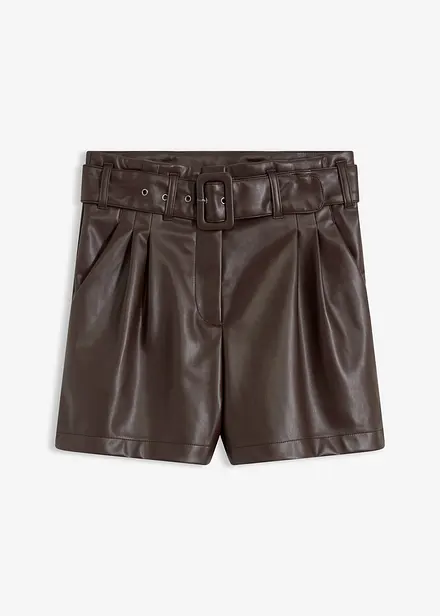 Lederimitat-Shorts mit Gürtel