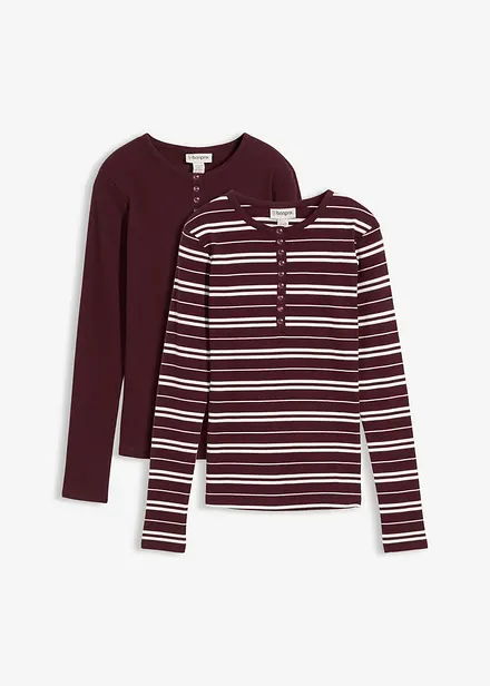 T-shirt manches longues en coton c&ocirc;tel&eacute; extensible