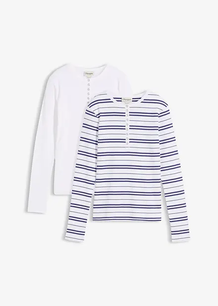 T-shirt manches longues en coton c&ocirc;tel&eacute; extensible