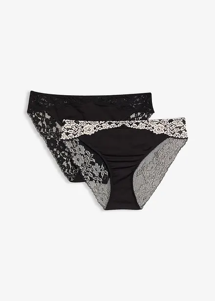 Lot de 2 slips à dentelle bicolore