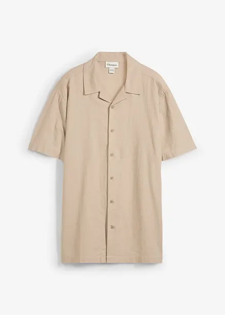 Kurzarmhemd aus luftigem Leinen-Mix, Loose Fit