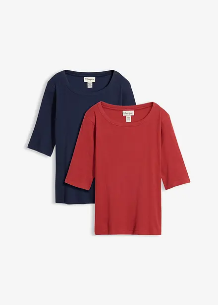 Rippshirt mit reiner Bio-Baumwolle (2er Pack)