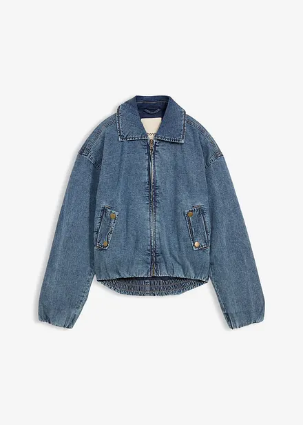 Warm wattierte Jeansjacke, Bubble-Saum
