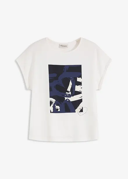 T-shirt en viscose m&eacute;lang&eacute;e &agrave; strass