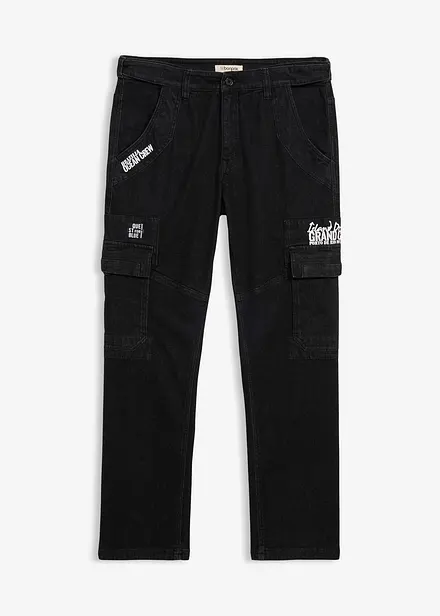 Jean extensible loose taille &eacute;lastiqu&eacute;e, droit