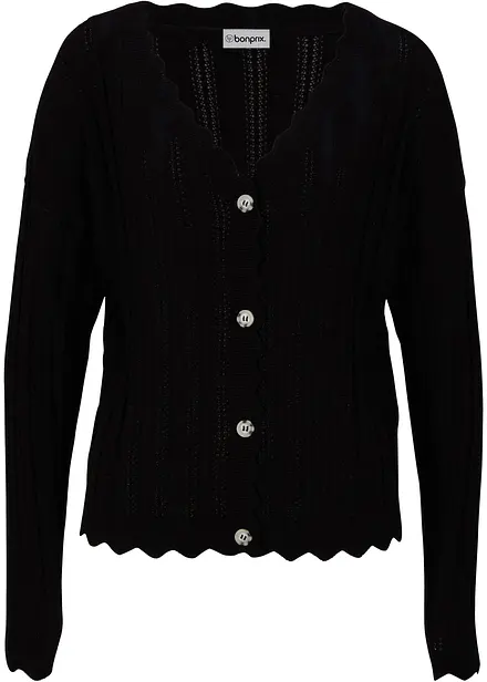 Kurze Ajour-Strickjacke
