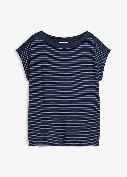 Shirt aus flie&szlig;ender Viskose und Satinbesatz