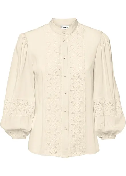 Chemisier &agrave; dentelle en viscose m&eacute;lang&eacute;e