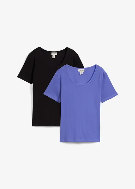 Lot de 2 T-shirts en coton c&ocirc;tel&eacute;