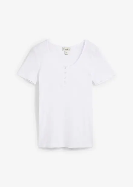 T-shirt col tunisien, 100% coton