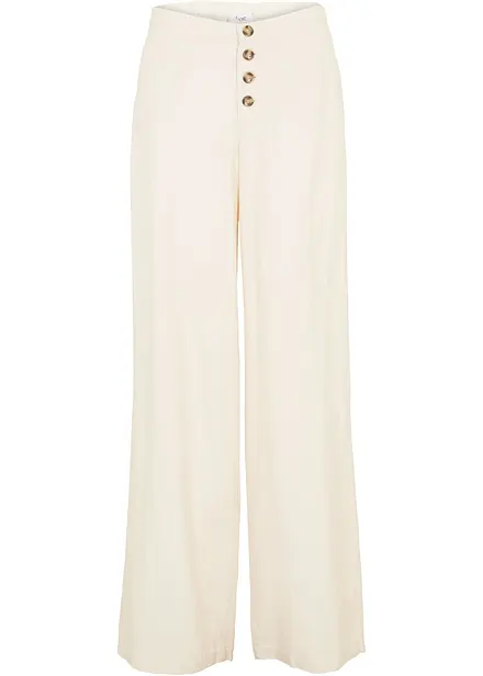 Pantalon palazzo en lin m&eacute;lang&eacute;