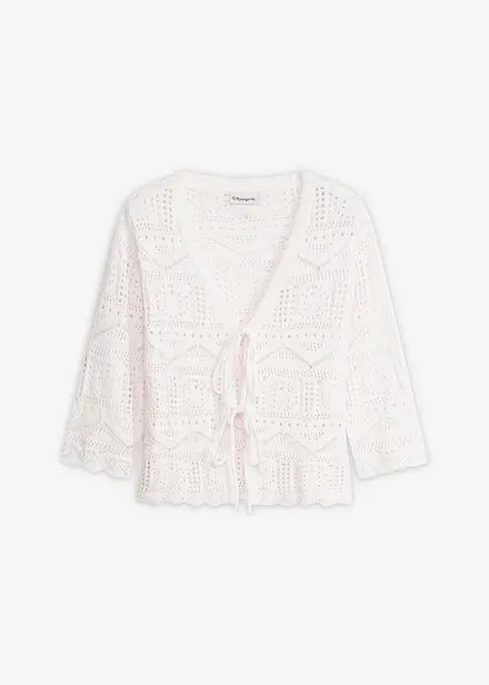 Gilet en maille ajour&eacute;e &agrave; nouer