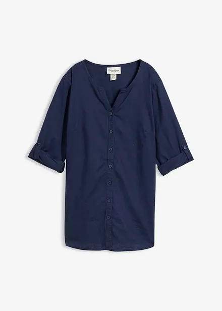 Bluse mit Leinen, 3/4 Arm