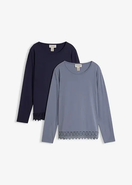 Lot de 2&nbsp;T-shirts manches longues 100% coton