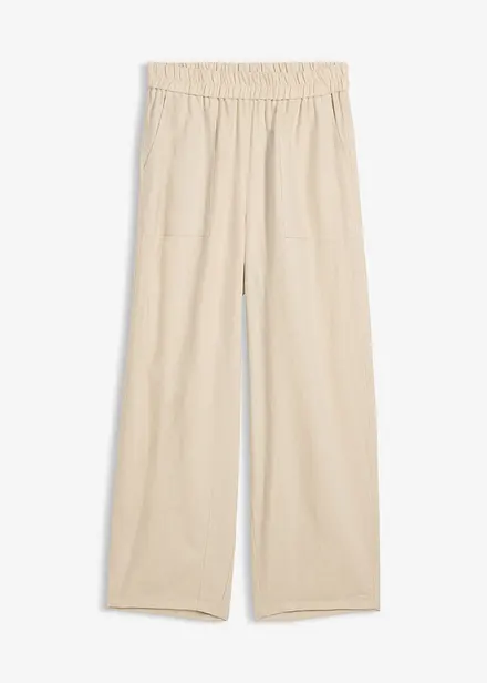 Pantalon barrel l&eacute;ger en lin m&eacute;lang&eacute;