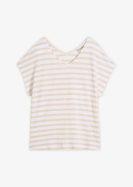 Shirt aus reinem Leinen mit Fledermaus&auml;rmeln