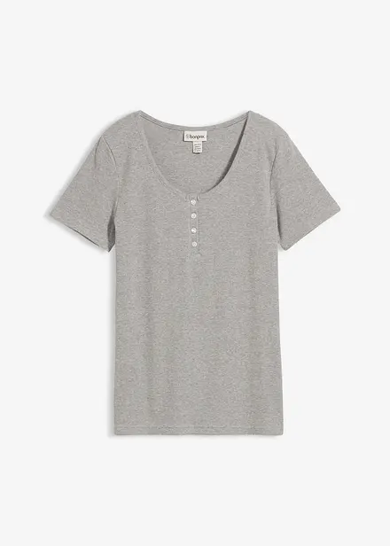 T-shirt col tunisien, 100% coton