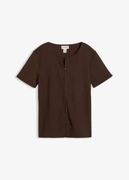T-shirt textur&eacute; et boutonn&eacute;