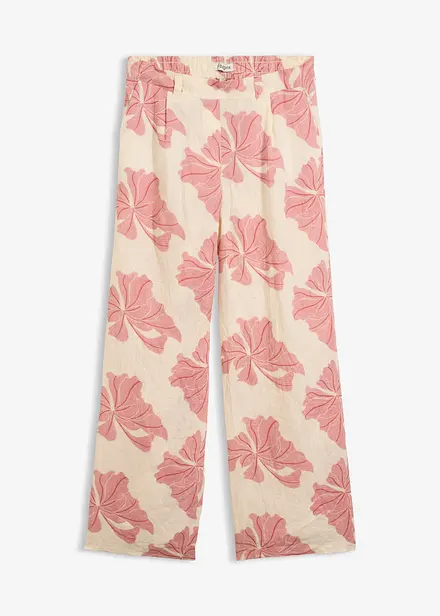 Pantalon large &agrave; pinces 100% lin