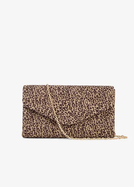 Pochette en su&eacute;dine &agrave; motif l&eacute;opard
