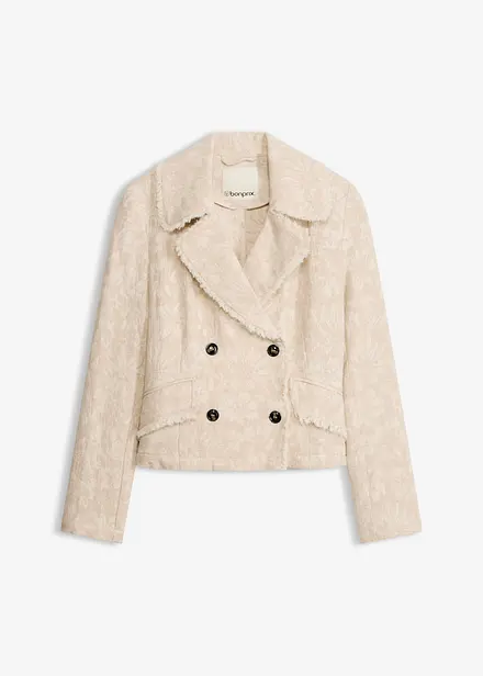 Jacke aus Baumwolljacquard mit Leinenanteil