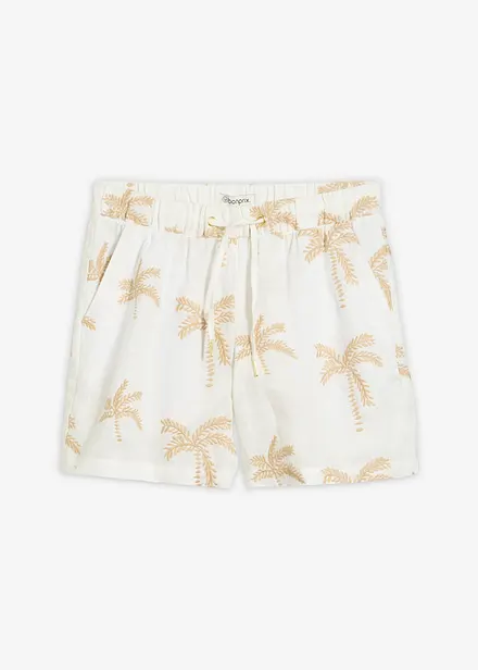 Bestickte Shorts aus reinem Leinen