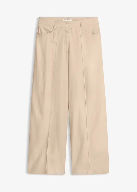 Pantalon palazzo l&eacute;ger en lin m&eacute;lang&eacute;