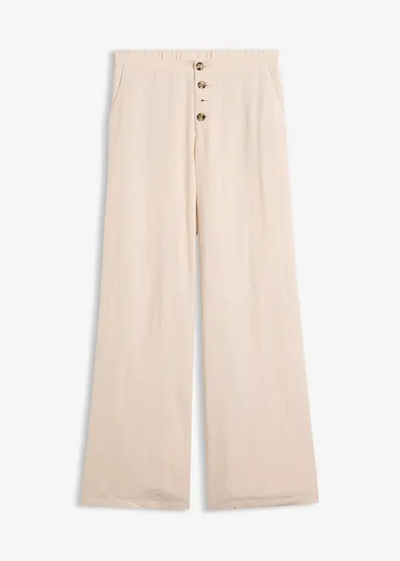 Pantalon palazzo en lin m&eacute;lang&eacute;