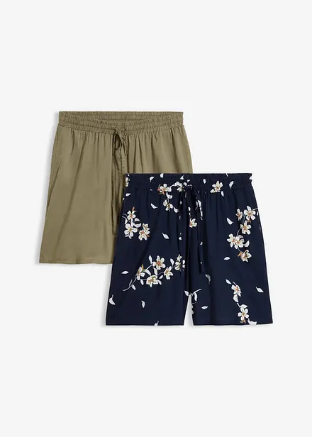 Lot de 2 shorts en viscose avec ceinture &agrave; nouer