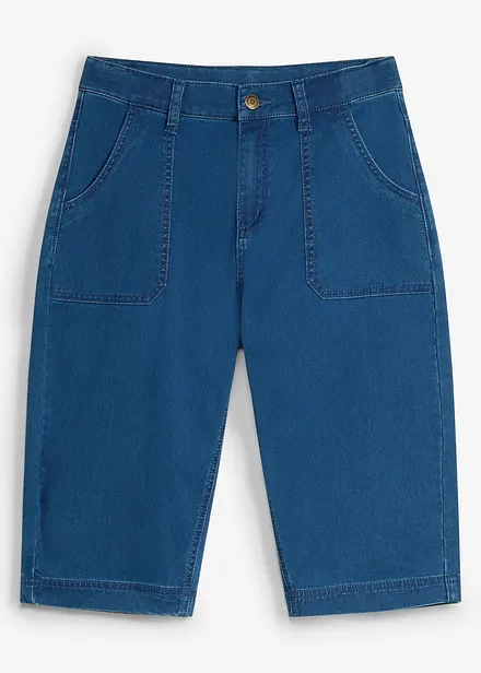Bermuda long et loose en jean &agrave; taille r&eacute;glable