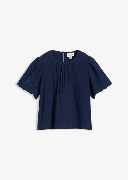 Blouse manches courtes l&eacute;g&egrave;re en gaze de coton